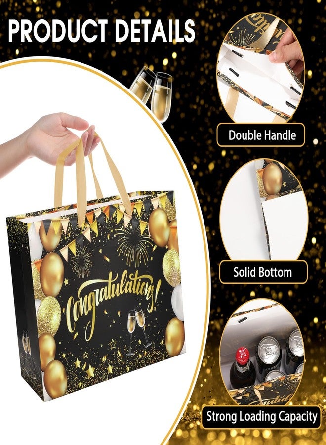 Yoirrat Black Gold Congratulations Gift Bag with Greeting Card, Tissue Papers, Appreciation Party Paper Bag for Anniversary, Birthday, Weddings, Retirements, Housewarming, Graduation Party - Image 5